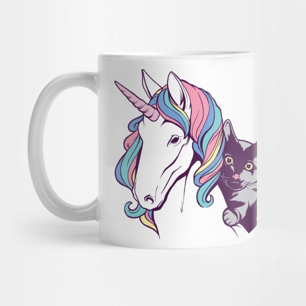 UNICORN AND CAT lovely and cute cartoon design gift by Midoart